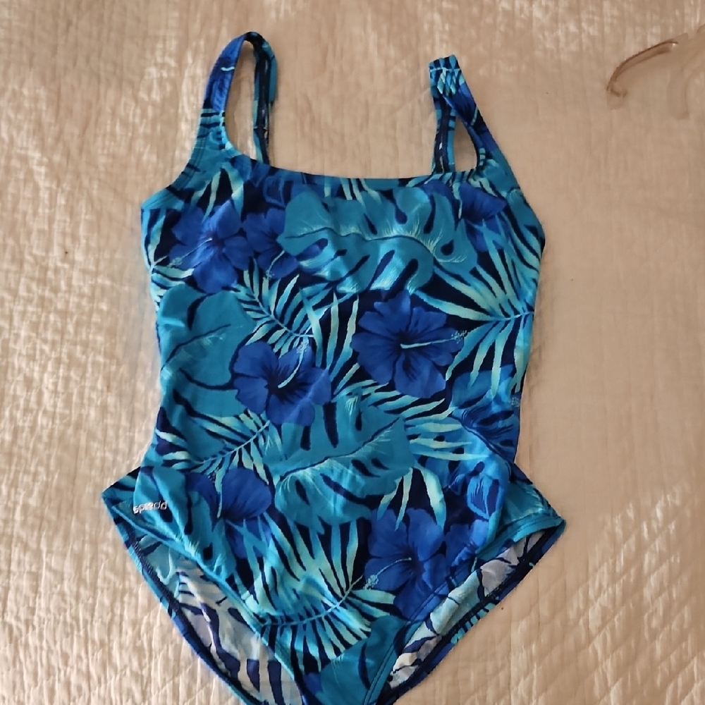 Speedo Womens Blue Floral Swimsuit